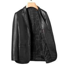 2025 Men's Slim Fit Leather Jacket High-Quality Fashion Trend All-Matching Autumn Winter Blazer for Stylish Men
