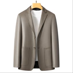 2025 Men's Slim Fit Leather Jacket High-Quality Fashion Trend All-Matching Autumn Winter Blazer for Stylish Men