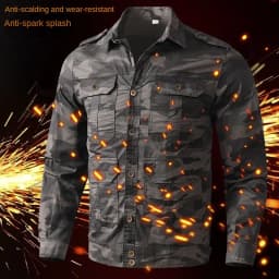 Summer Thin Outdoor Work Suit Set Long Sleeved Anti Scald Pure Cotton Thread Sweat Absorbing Breathable Camouflage Suit