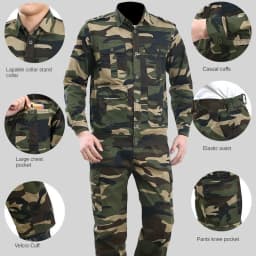 Summer Thin Outdoor Work Suit Set Long Sleeved Anti Scald Pure Cotton Thread Sweat Absorbing Breathable Camouflage Suit
