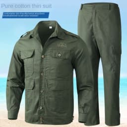 Summer Thin Outdoor Work Suit Set Long Sleeved Anti Scald Pure Cotton Thread Sweat Absorbing Breathable Camouflage Suit