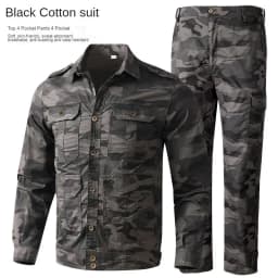 Summer Thin Outdoor Work Suit Set Long Sleeved Anti Scald Pure Cotton Thread Sweat Absorbing Breathable Camouflage Suit