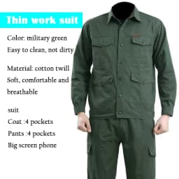 Summer Thin Outdoor Work Suit Set Long Sleeved Anti Scald Pure Cotton Thread Sweat Absorbing Breathable Camouflage Suit