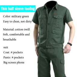 Summer Thin Outdoor Work Suit Set Long Sleeved Anti Scald Pure Cotton Thread Sweat Absorbing Breathable Camouflage Suit