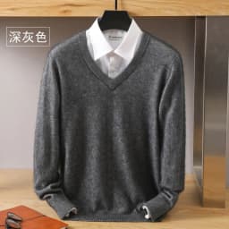 Men's 100% Pure Mink Cashmere Sweater V-Neck Pullover Knitted Large Size Mink Sweater Winter New Tops Longsleeve Fashion Highend
