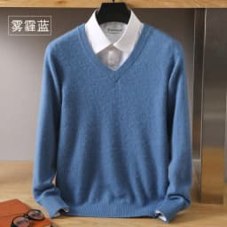 Men's 100% Pure Mink Cashmere Sweater V-Neck Pullover Knitted Large Size Mink Sweater Winter New Tops Longsleeve Fashion Highend
