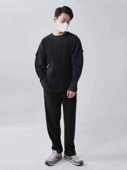 Miyake Pleated T-shirts Stitching Long Sleeve Round Neck Shirt Top Fashion Casual Loose Shirts Men Clothing
