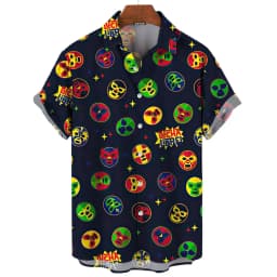 3d Mask Print Men's Shirt Summer lucha libre Short Sleeve Shirt Casual Hawaiian Shirt For Men Loose Clothing Mexican Wrestling