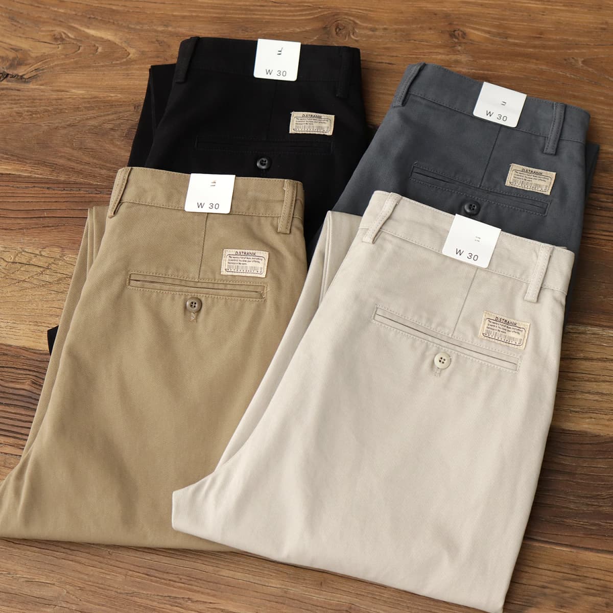 2024 Spring and Autumn New American Retro Woven Twill Chino Cargo Pants Men's Simple 100% Cotton Washed Casual Straight Trousers