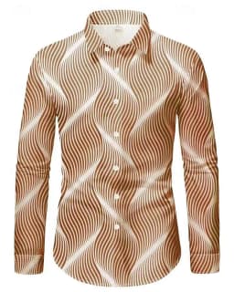 Men's Shirt Casual Shirt Beach Shirt Button Up Shirt Long Sleeve Geometric Abstract Lapel Casual Daily Clothing
