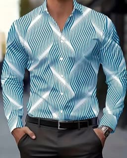 Men's Shirt Casual Shirt Beach Shirt Button Up Shirt Long Sleeve Geometric Abstract Lapel Casual Daily Clothing