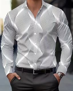 Men's Shirt Casual Shirt Beach Shirt Button Up Shirt Long Sleeve Geometric Abstract Lapel Casual Daily Clothing