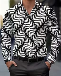 Men's Shirt Casual Shirt Beach Shirt Button Up Shirt Long Sleeve Geometric Abstract Lapel Casual Daily Clothing