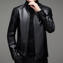 High-quality Men's Stand-up Collar Leather Jacket, Fashionable and Stylish, Casual Travel Premium Sheepskin Leather Jacket