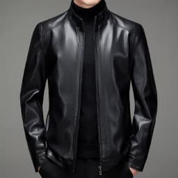High-quality Men's Stand-up Collar Leather Jacket, Fashionable and Stylish, Casual Travel Premium Sheepskin Leather Jacket