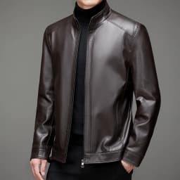 High-quality Men's Stand-up Collar Leather Jacket, Fashionable and Stylish, Casual Travel Premium Sheepskin Leather Jacket