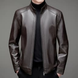 High-quality Men's Stand-up Collar Leather Jacket, Fashionable and Stylish, Casual Travel Premium Sheepskin Leather Jacket