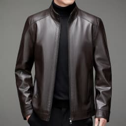 High-quality Men's Stand-up Collar Leather Jacket, Fashionable and Stylish, Casual Travel Premium Sheepskin Leather Jacket