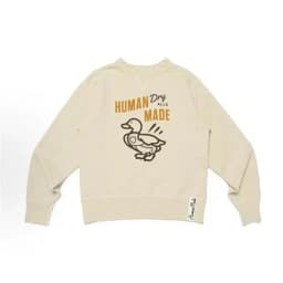 Human Made Vintage Casual Unisex Oversized Crew Neck Sweatshirt Denim Suspender Duck Fleece-Lined Thickened Daily Top