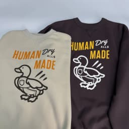 Human Made Vintage Casual Unisex Oversized Crew Neck Sweatshirt Denim Suspender Duck Fleece-Lined Thickened Daily Top