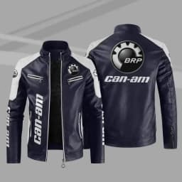 BRP Can-am Logo Men's Motorcycle PU Leather Jacket C4 Winter Casual Vintage Overcoat Biker Bomber Zipper Fleece Jackets Male