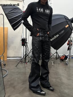 Mauroicardi Spring Autumn Cool Long Black Pu Leather Micro-Flare Pants Man High Waist Luxury Brands Original Streetwear Clothes