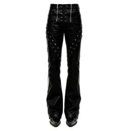 Mauroicardi Spring Autumn Cool Long Black Pu Leather Micro-Flare Pants Man High Waist Luxury Brands Original Streetwear Clothes