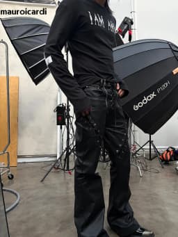 Mauroicardi Spring Autumn Cool Long Black Pu Leather Micro-Flare Pants Man High Waist Luxury Brands Original Streetwear Clothes