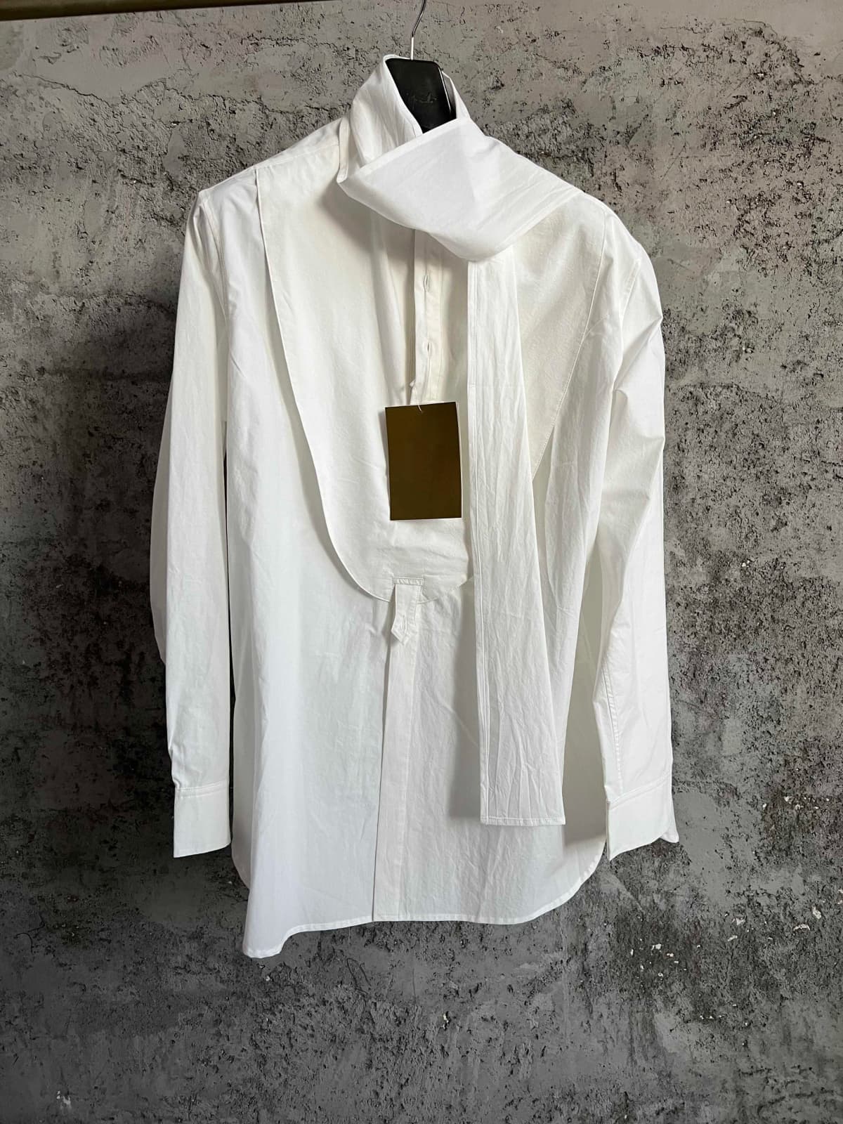 Original pure cotton poplin patchwork, detachable front lacing, bow collar long-sleeved shirt