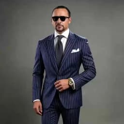Navy Blue Pinstripe Men's Suits Fashion Peaked Lapel Two Buttons Groom Wedding Business Prom Party Male Suit (Jacket+Pants)