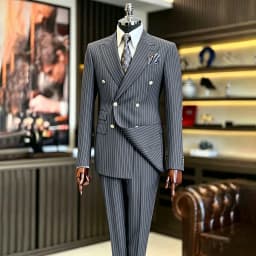 Luxury Handsome 2 Piece Jacket Pants Double Breasted Peak Lapel Slim Fit Business Gentleman Banquet Traje De Hombre Elegant