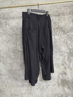 TOP-YAMAMOTO original design wide-leg pants, spring pants, skirts, false two-piece men's pants, black elastic waist culottes