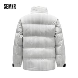 Semir Down Jacket Men Textured Loose Fit Stand Collar Fashion Embroidered Coat 2025 New Winter Outerwear
