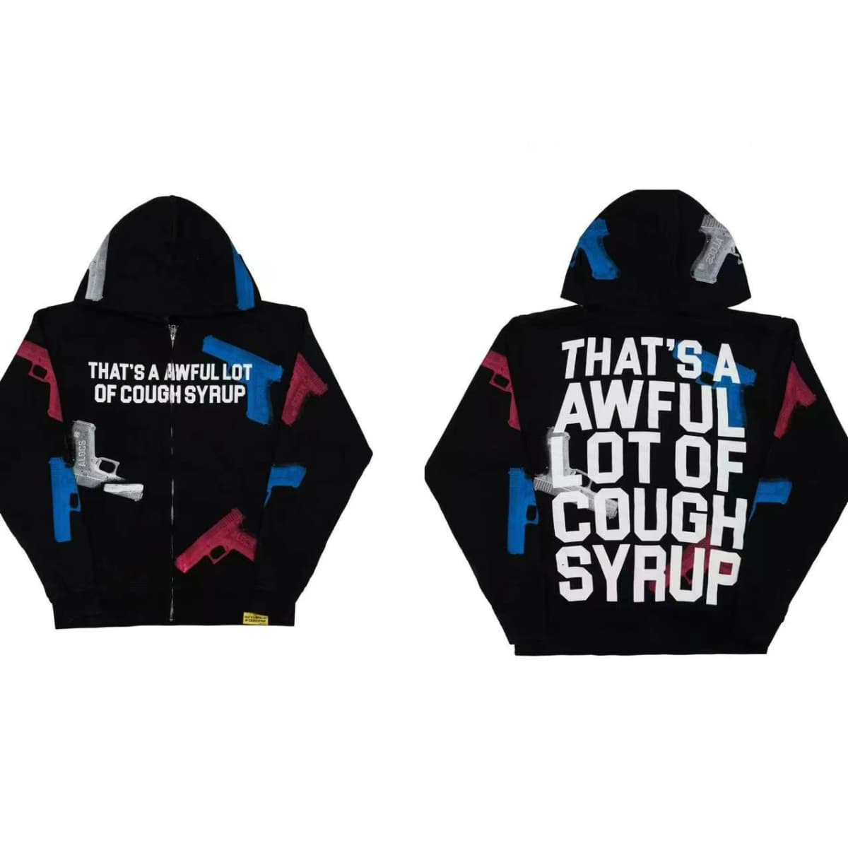 High Street Gun Big Letter Print Terry Hooded Hoodies for Men Streetwear Pullover Loose Casual Sweatshirt Oversized Hoody