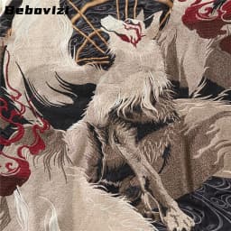 Japanese Style Nine Tailed Fox and Flame Embroidered Jacket 2025 Women Men Baseball Streetwear Harajuku Clothing Autumn Coats