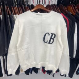Black White Couple Sweaters High Quality Jacquard CB Knitted Sweatshirts Fashion Oversize Round Neck Pullover Men Women Pants