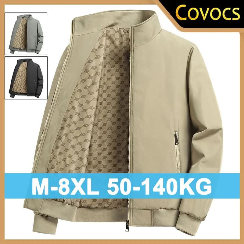 Plus Size Bomber Jackets for Men M-8XL Windproof Waterproof Coats Fashion Outwear Stand Collar Military Coats Male Clothing