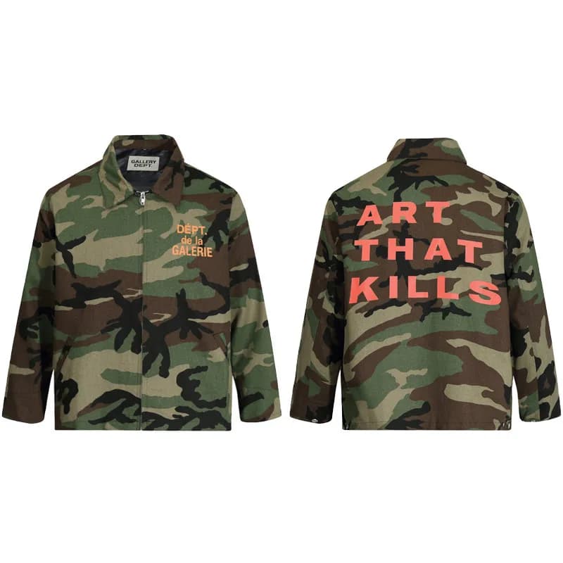 Gallery Dept Autumn New Letter Print Coach Jacket Tooling Camouflage Men's Zip Jacket