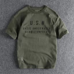 Summer New American Retro Short-sleeved O-neck Letter Printed T-shirt Men's Fashion Simple 100% Cotton Washed Casual Sport Tops
