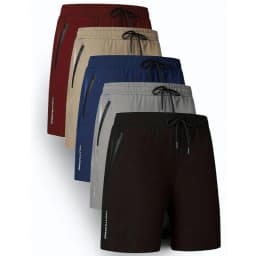 Men's Shorts Five-Pack, Sports, Fitness, Swimming, with Zipper Pockets, Quick-Drying, Casual, Breathable, Drawstring Shorts, Suitable for Summer Outdoor Activities, Fitness Training, Home Leisure, Beach Vacations