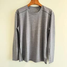 Men's 100% Merino Wool Long Sleeve T-Shirt 200gsm Thermal Base Layer Wicking Breathable Anti-Odor Wool Shirt for Outdoor Activit