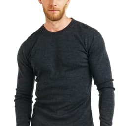 Men's 100% Merino Wool Long Sleeve T-Shirt 200gsm Thermal Base Layer Wicking Breathable Anti-Odor Wool Shirt for Outdoor Activit