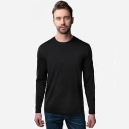 Men's 100% Merino Wool Long Sleeve T-Shirt 200gsm Thermal Base Layer Wicking Breathable Anti-Odor Wool Shirt for Outdoor Activit