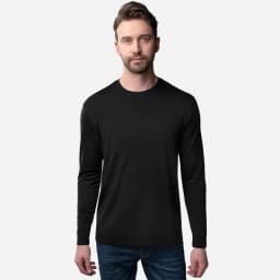 Men's 100% Merino Wool Long Sleeve T-Shirt 200gsm Thermal Base Layer Wicking Breathable Anti-Odor Wool Shirt for Outdoor Activit