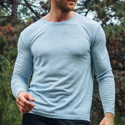 Men's 100% Merino Wool Long Sleeve T-Shirt 200gsm Thermal Base Layer Wicking Breathable Anti-Odor Wool Shirt for Outdoor Activit