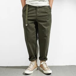 Japanese casual pants with retro loose feet, men's fashionable clothes washed with old khaki elastic woven nine-point tapered pa