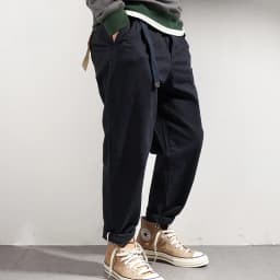 Japanese casual pants with retro loose feet, men's fashionable clothes washed with old khaki elastic woven nine-point tapered pa
