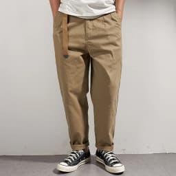 Japanese casual pants with retro loose feet, men's fashionable clothes washed with old khaki elastic woven nine-point tapered pa