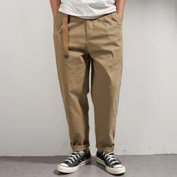 Japanese casual pants with retro loose feet, men's fashionable clothes washed with old khaki elastic woven nine-point tapered pa