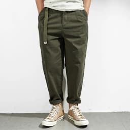 Japanese casual pants with retro loose feet, men's fashionable clothes washed with old khaki elastic woven nine-point tapered pa